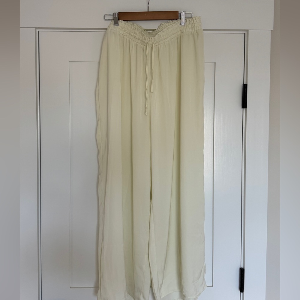 Summersalt Silky Luxe Cream Wide-Leg Palazzo Pants with Tie